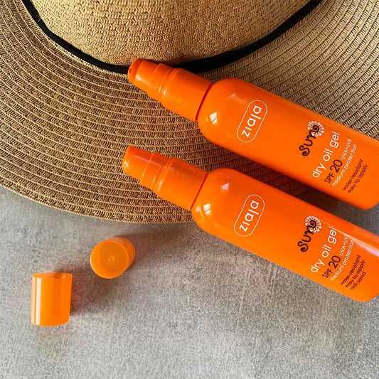 Huile solaire sèche en gel SPF20